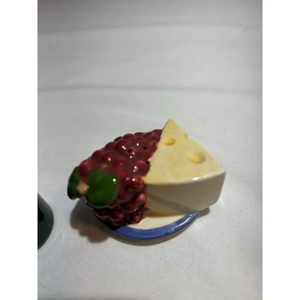 Vintage Ceramic Wine Bottle and Cheese Salt and Pepper Shakers